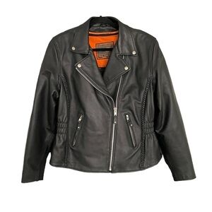FIRST CLASSICS Black Leather Moto Biker Jacket XXL